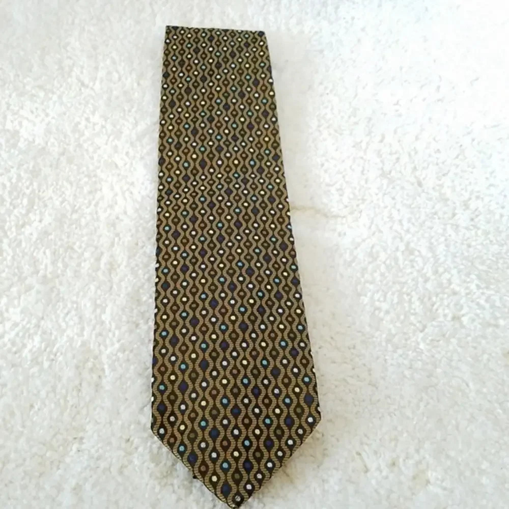BEREND‎ DEWITT BLACK TURQUOISE YELLOW 100% SILK TIE
